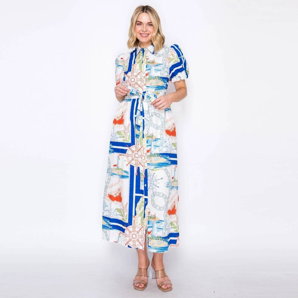 NEW LOVE WEDNESDAY button down midi dress in blue